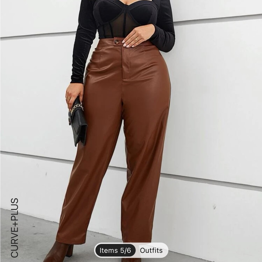 EMERY ROSE Plus High Waist PU Leather Pants